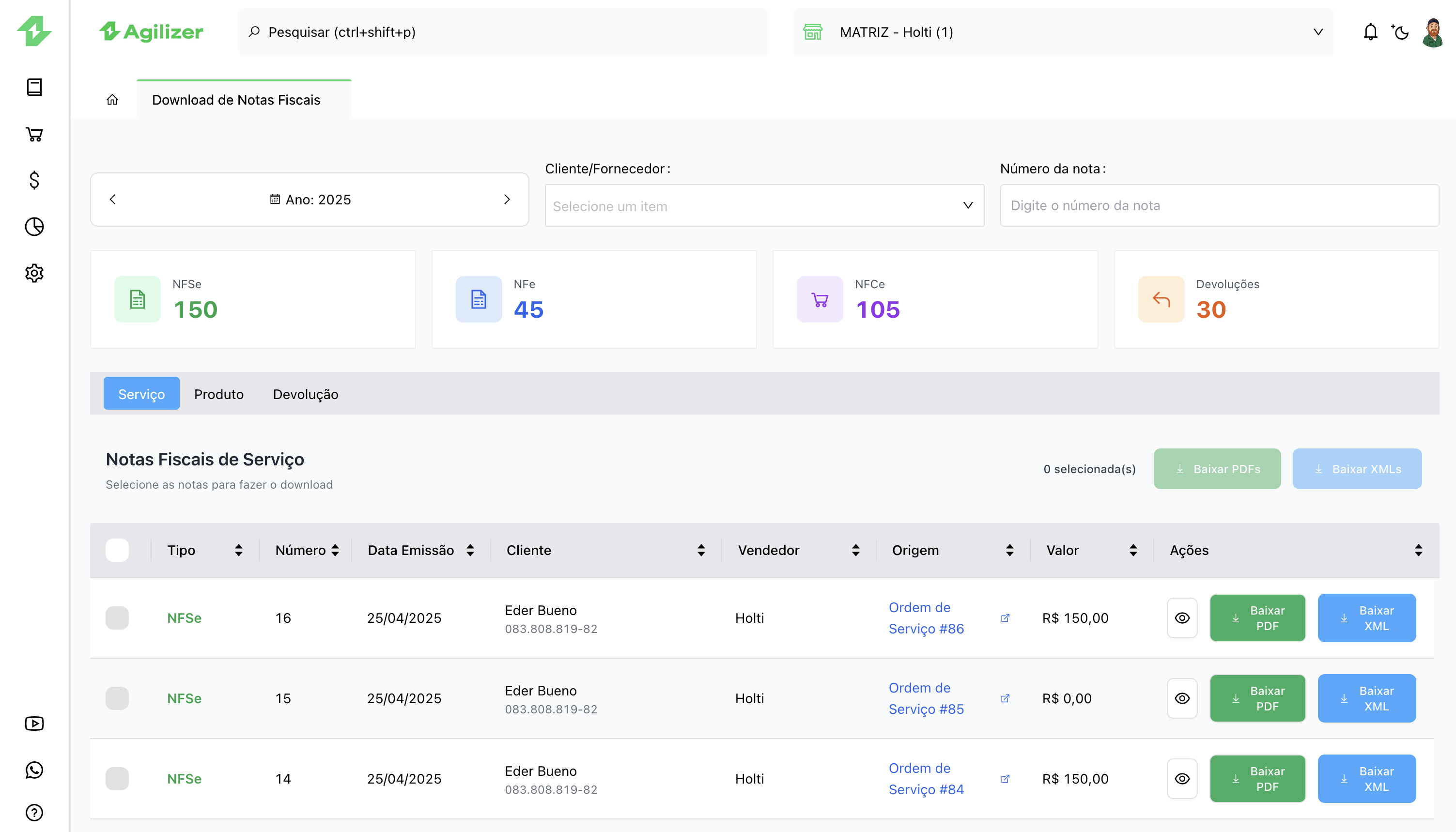 Emissor automatizado de Notas Fiscais (NFe, NFCe, NFSe) para oficinas